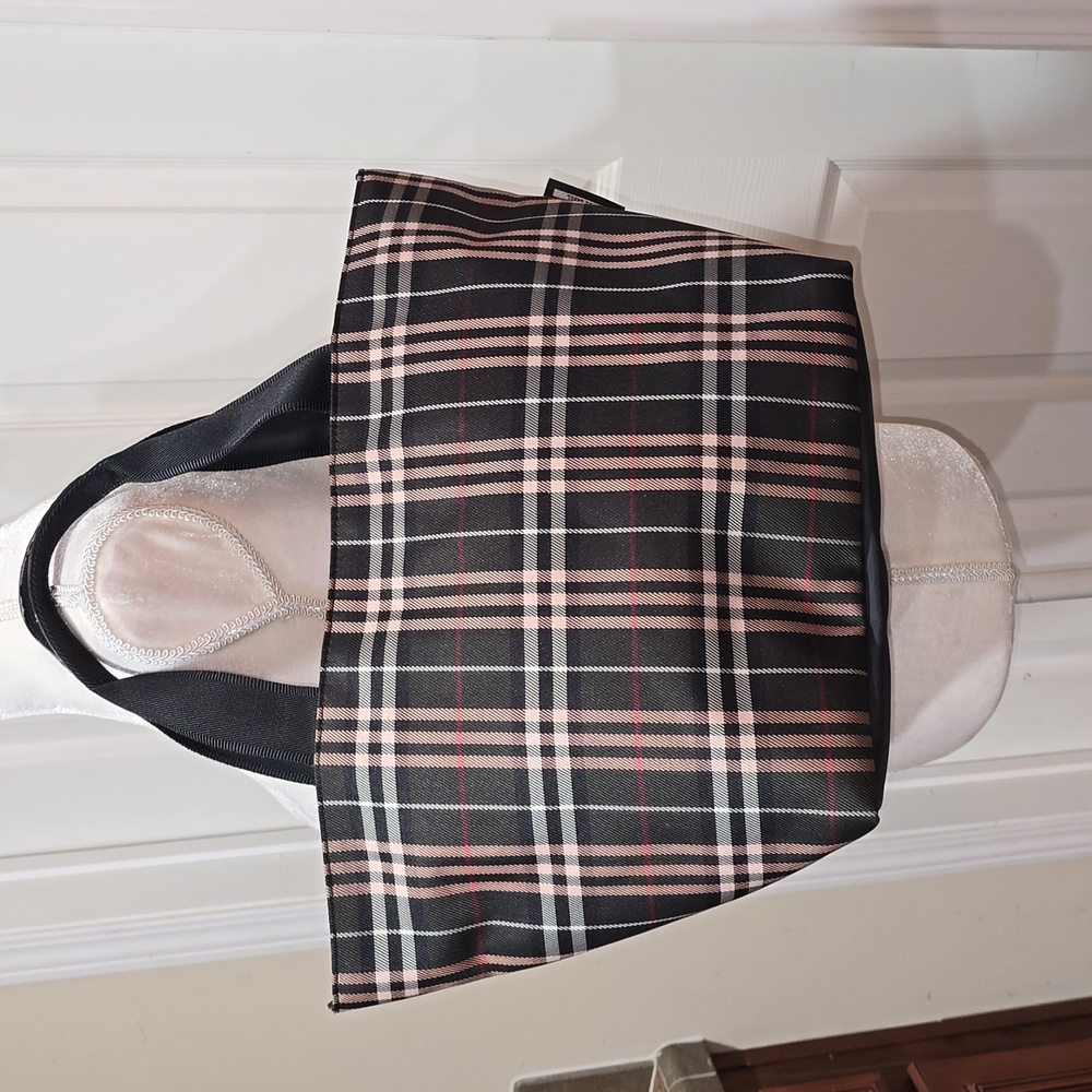 Burberry London Blue Label Tartan Nylon Tote Shoulder Bag